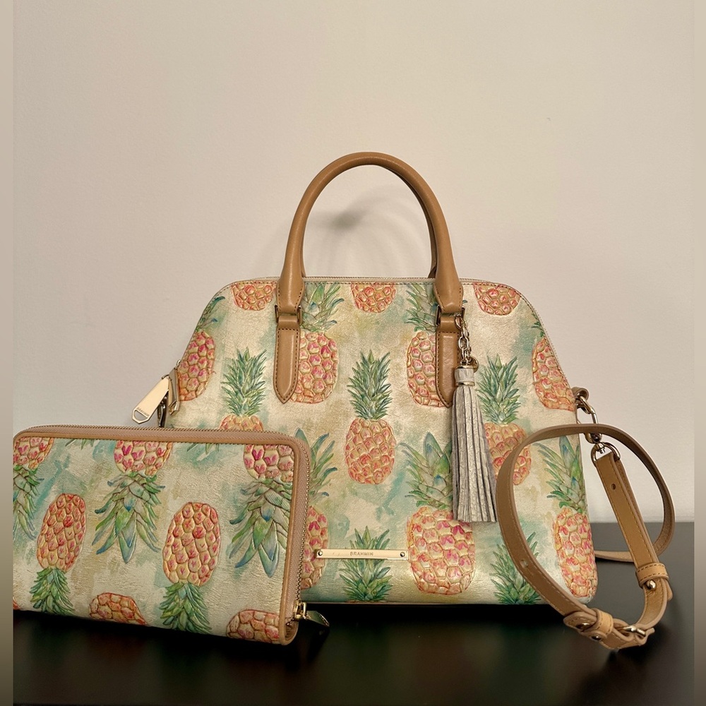 Brahmin Pineapple Print Handbag *Clutch no longer included!*